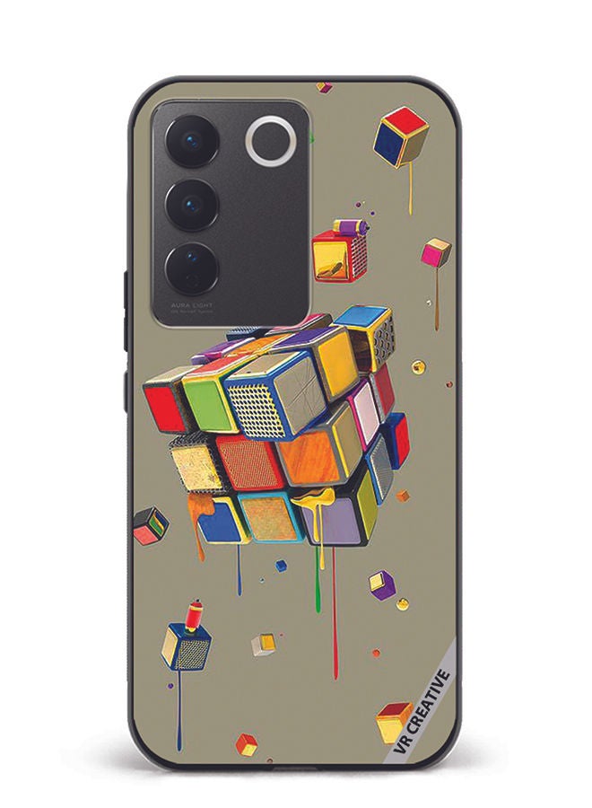 VR CREATIVE Protective Case Cover For Vivo V27e Cubes Design Multicolour - Image 1