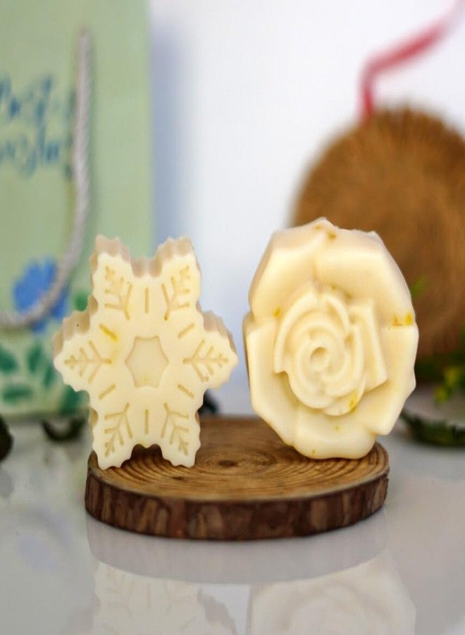 Sans Valley® Kids bath soap | Toy soaps | Handmade natural Cold Process soap for kids | Moisturising butter soap with Calendula for dry skin | Rose & Snow flake shapes | 90 grams each, Pack of 2 - Image 1
