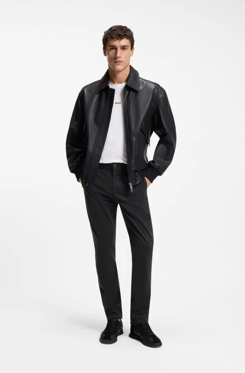 BOSS Slim-fit chinos in stretch-cotton satin