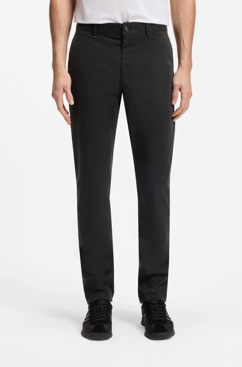 BOSS Slim-fit chinos in stretch-cotton satin