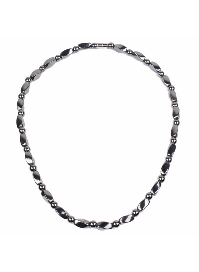 IRUMENG Hematite Necklace Unisex Black- Strong Magnetic Therapy Necklace Reduces Headache Pain - Arthritis in the Neck, Shoulder, and Head-19.6 inch (50cm) - Image 1