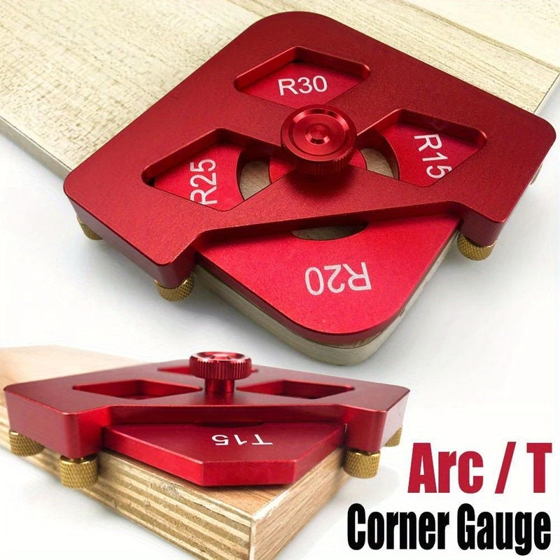 Red Metal Woodworking Corner Radius Jig Chamfer Template for Round T Arc Edges - Image 1