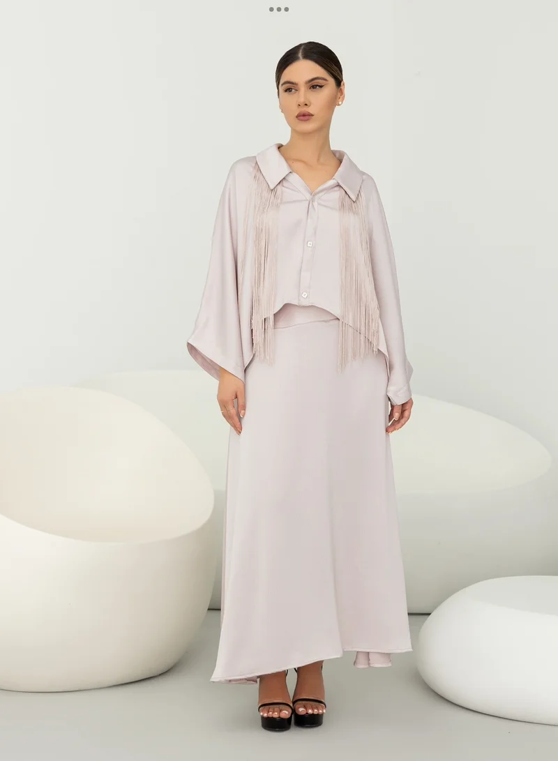 ELVA Purple silk skirt and blouse