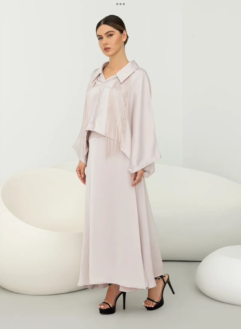 ELVA Purple silk skirt and blouse