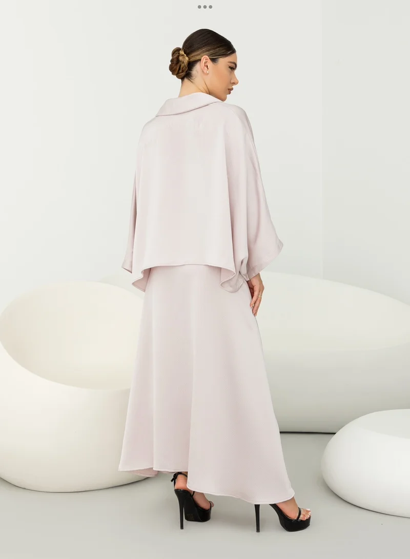 ELVA Purple silk skirt and blouse