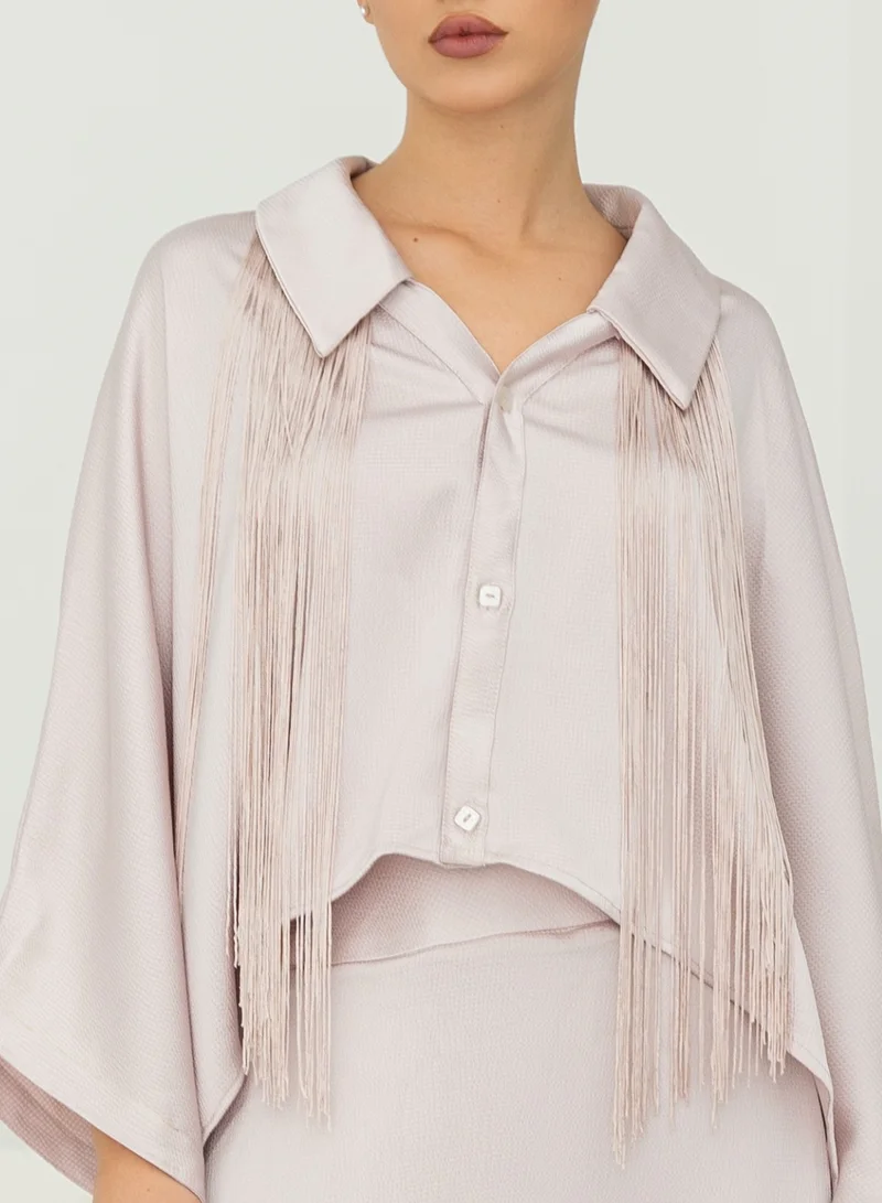 ELVA Purple silk skirt and blouse