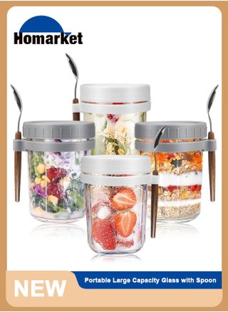 4 Pack Overnight Oats Containers with Lids and Spoons, 350ML Glass Jars for Oatmeal Container , Large Capacity Airtight Jars Leak-Proof Meal Prep Jars for Milk, Cereal, Fruit - pzsku/Z1EC4510B4F4B75286EC8Z/45/_/1695379810/77c98328-8f6c-40e2-a98a-a82ad9f316ef