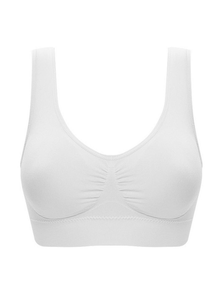 AROAQ Women Sports Bra, Fitness Sports Yoga Bra with Removable Padding, Double-layer Seamless Sports Bra without Rims, Comfortable Soft Bra for Workouts Running Yoga Trainings, (Size 5XL, White)  - Image 1