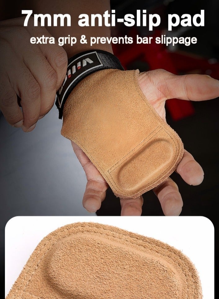 Vilico Workout Wrist Wraps with Dual-Layer Cowhide, for Weightlifting, Heavy Powerlifting, Deadlifts, Rows, Pull Ups, Enhanced Grip for Bodybuilding Optimal Hand and Wrist Protection - Image 1