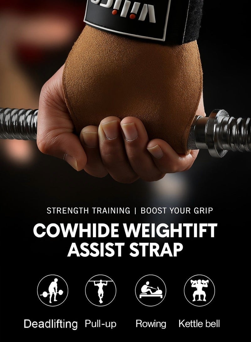 Vilico Workout Wrist Wraps with Dual-Layer Cowhide, for Weightlifting, Heavy Powerlifting, Deadlifts, Rows, Pull Ups, Enhanced Grip for Bodybuilding Optimal Hand and Wrist Protection - Image 4