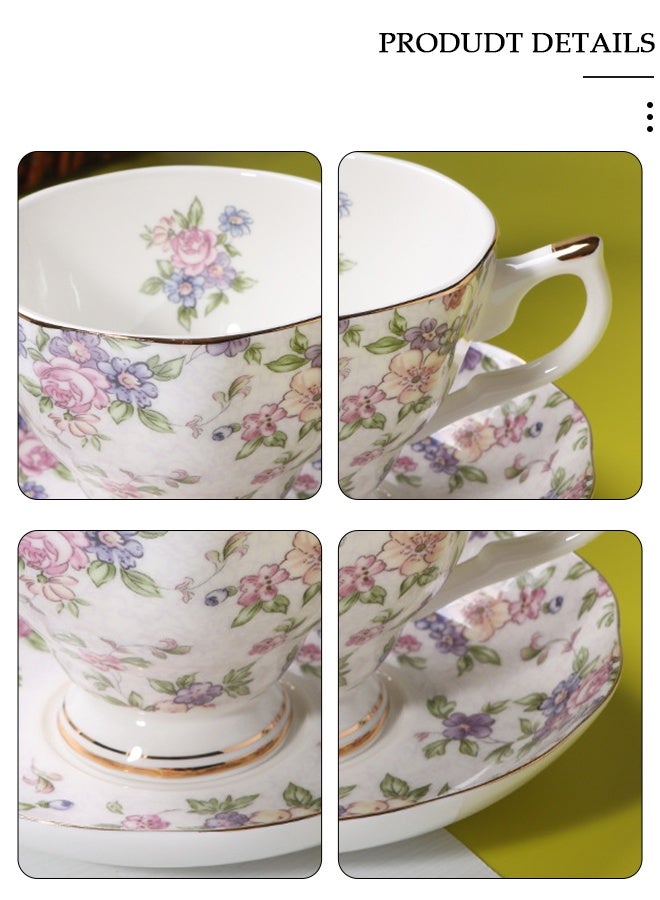 DUNISO French Retro Phnom Penh Tea Cups and Saucers Set Porcelain Tea Set for Tea Party Afternoon Tea Cups Saucer for Coffee Milk Kitchen and Drawing Room - Image 5