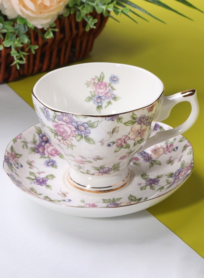 DUNISO French Retro Phnom Penh Tea Cups and Saucers Set Porcelain Tea Set for Tea Party Afternoon Tea Cups Saucer for Coffee Milk Kitchen and Drawing Room - Image 4