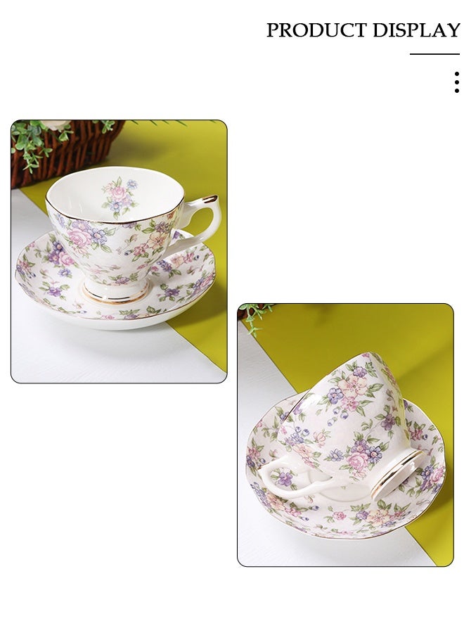 DUNISO French Retro Phnom Penh Tea Cups and Saucers Set Porcelain Tea Set for Tea Party Afternoon Tea Cups Saucer for Coffee Milk Kitchen and Drawing Room - Image 3