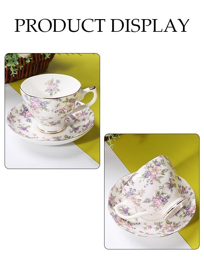 DUNISO French Retro Phnom Penh Tea Cups and Saucers Set Porcelain Tea Set for Tea Party Afternoon Tea Cups Saucer for Coffee Milk Kitchen and Drawing Room  - Image 3