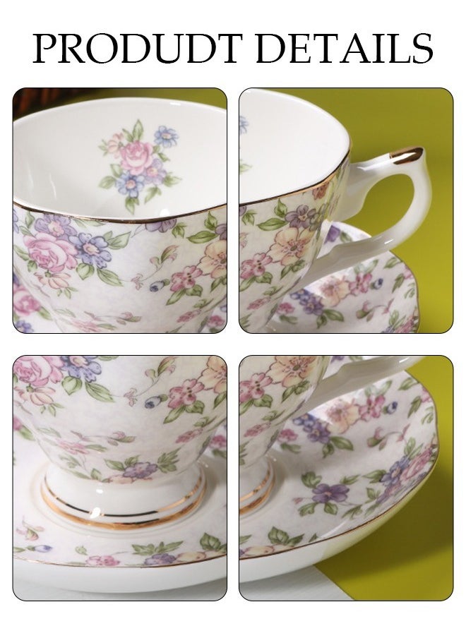 DUNISO French Retro Phnom Penh Tea Cups and Saucers Set Porcelain Tea Set for Tea Party Afternoon Tea Cups Saucer for Coffee Milk Kitchen and Drawing Room  - Image 5