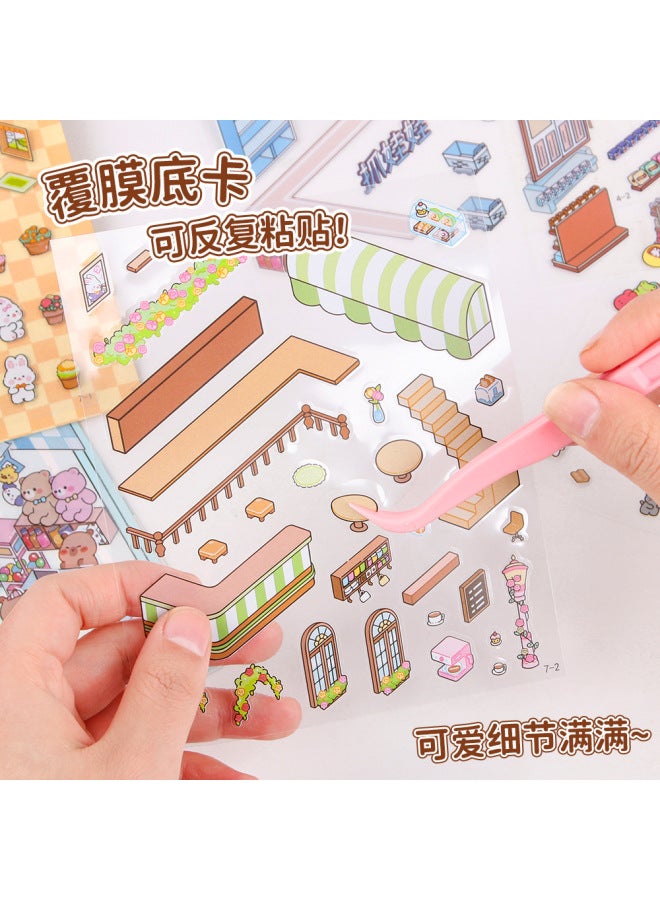 HELPS Creative Cartoon Landscaping Stickers For Primary School Students Cute 3d Three-dimensional Small Stickers High Color Value Hand Account Miniature Scene Stickers - Image 3