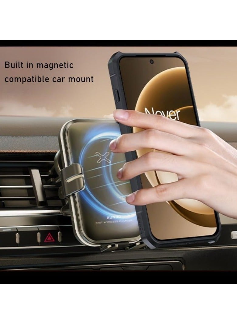 عام **غطاء واقي مغناطيسي متوافق مع هاتف OnePlus 15 5G - يتميز بلوحة خلفية ناعمة من Ard PC ممتصة للصدمات وإطار TPU، يوفر حماية ضد الصدمات والسقوط، ويدعم الشحن اللاسلكي.** - Image 4