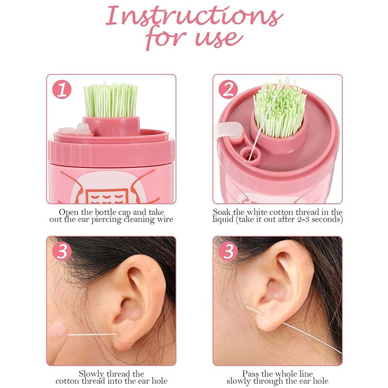 cheekyglo Ear Piercing Cleaning Line, 240/480 Pcs Disposable Piercing Cleaning Line, Ear Floss Earring Hole Cleaner, Mint and Rose Flavor Ear Piercing Care Tools for Unisex (Pink) - Image 4