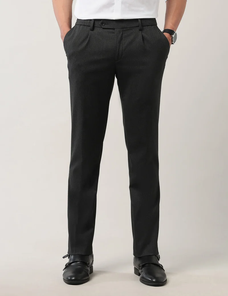 Arrow Textured Mid Rise Trousers