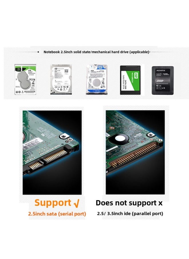 2.5 Inch Usb3.0 Hard Disk Box Desktop Laptop External Solid State Ssd Mechanical Mobile External Box-Color:2.5inch Hard Drive Box Usb 2.0-added Micro Mobile Phone Adapter (small Trapezoid)