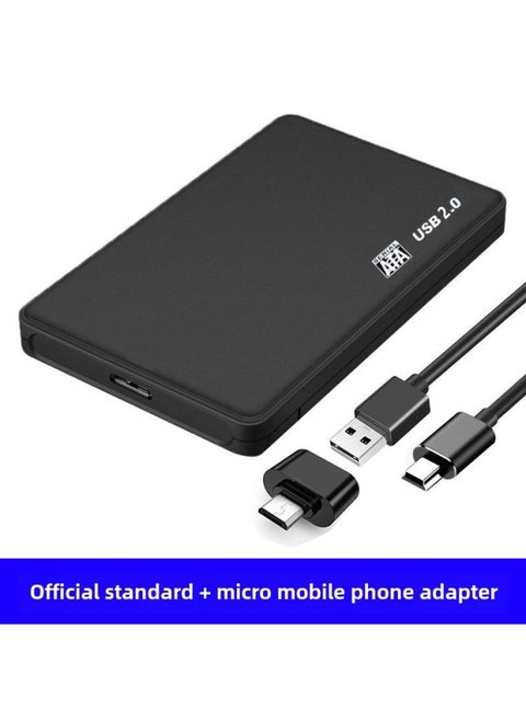 2.5 Inch Usb3.0 Hard Disk Box Desktop Laptop External Solid State Ssd Mechanical Mobile External Box-Color:2.5inch Hard Drive Box Usb 2.0-added Micro Mobile Phone Adapter (small Trapezoid)