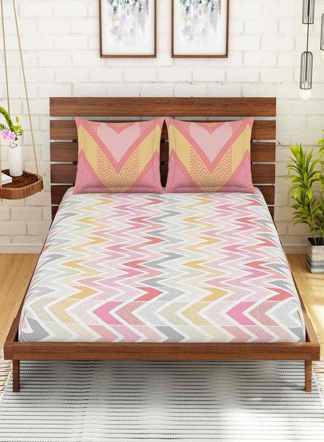 Spaces 100% Cotton Fitted King Soft Feel Skin Safe Breathable 144 Tc Coral Fitted Sheet King Size - Image 1