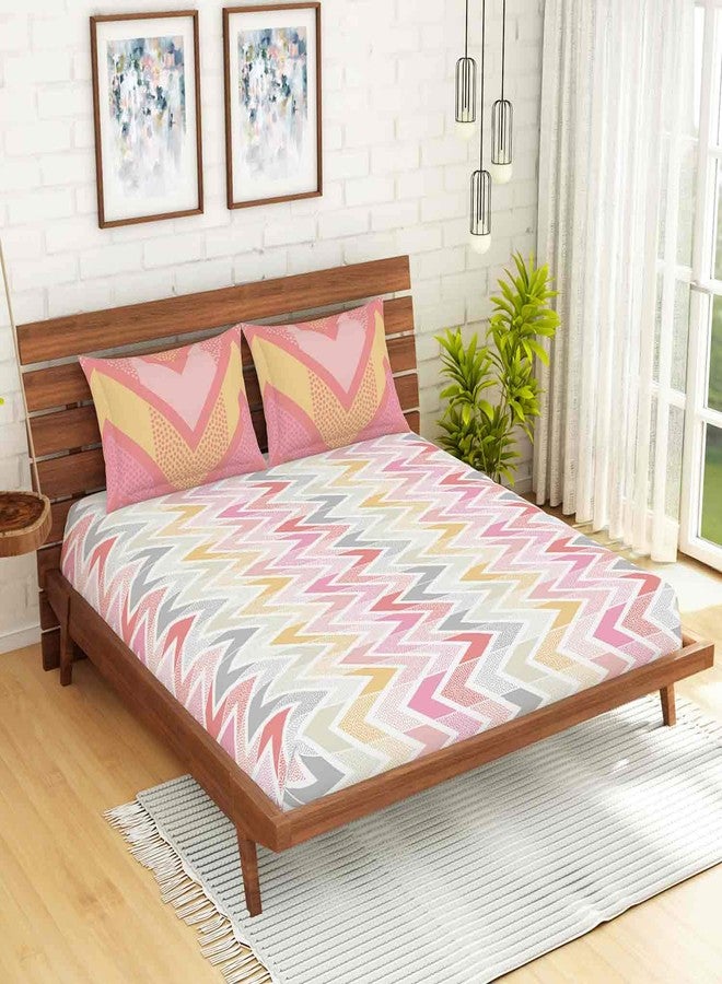Spaces 100% Cotton Fitted King Soft Feel Skin Safe Breathable 144 Tc Coral Fitted Sheet King Size - Image 2