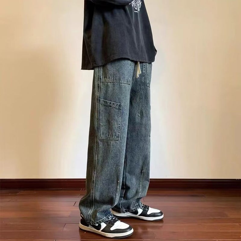 Unisex Classic Denim Jeans Loose Fit Daily Outdoor Wear - Image 1