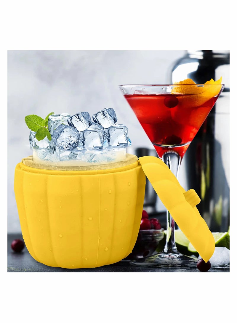 SOLARAE Ice Cube Tray, Silicone Pumpkin Ice Cube Maker Mold for Freezer, Mini Ice Bucket with Container Making 60pcs Ice Cube for Cooling Coffee and Coke - Image 3