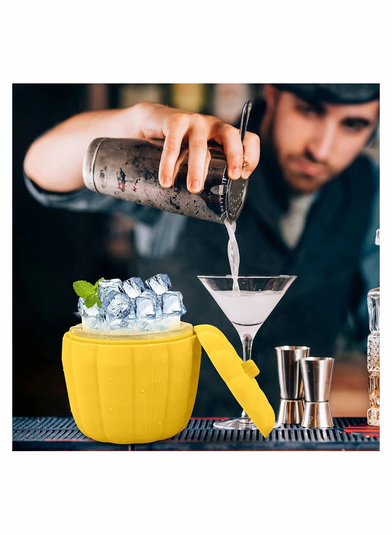 SOLARAE Ice Cube Tray, Silicone Pumpkin Ice Cube Maker Mold for Freezer, Mini Ice Bucket with Container Making 60pcs Ice Cube for Cooling Coffee and Coke - Image 2