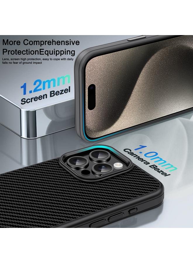 اس-توب جراب هاتف مغناطيسي من ماج سيف لهاتف iPhone 15 Pro Max مصنوع من ألياف الكربون ومزود برذاذ زيتي - Image 5