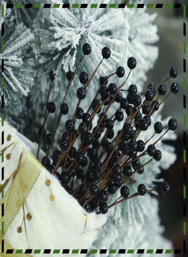 Trimgrace 12 Pack14 Black Holly Berry Stems Halloween Ornaments Artificial Berry Stems Fake Holly Berry Picks for Christmas Tree Halloween Vase DIY Wreath Crafts Home Decor - Image 4
