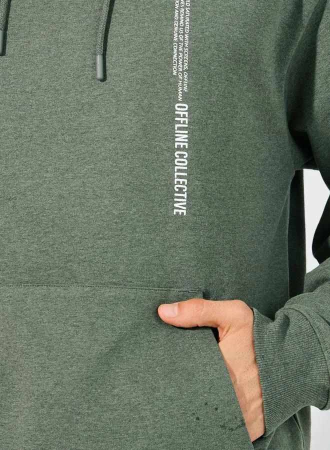 Styli Minimal Front Statement Print Relaxed Fit Hoodie