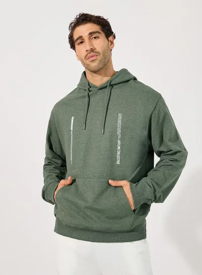 Styli Minimal Front Statement Print Relaxed Fit Hoodie