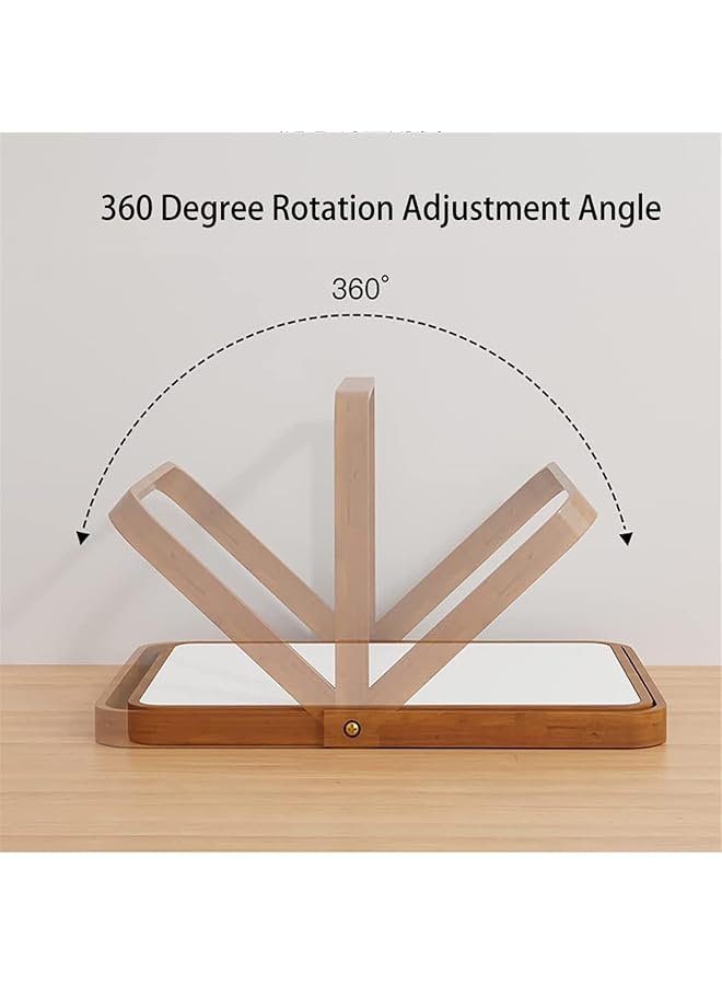joyzzz Wood Table Vanity Makeup Mirror 360 Degree Swivel Mirror Single Sided Makeup Mirror Portable Table Tabletop Mirror High Definition Mirrors For Bedroom Living Room Makeup Desk  - Image 4