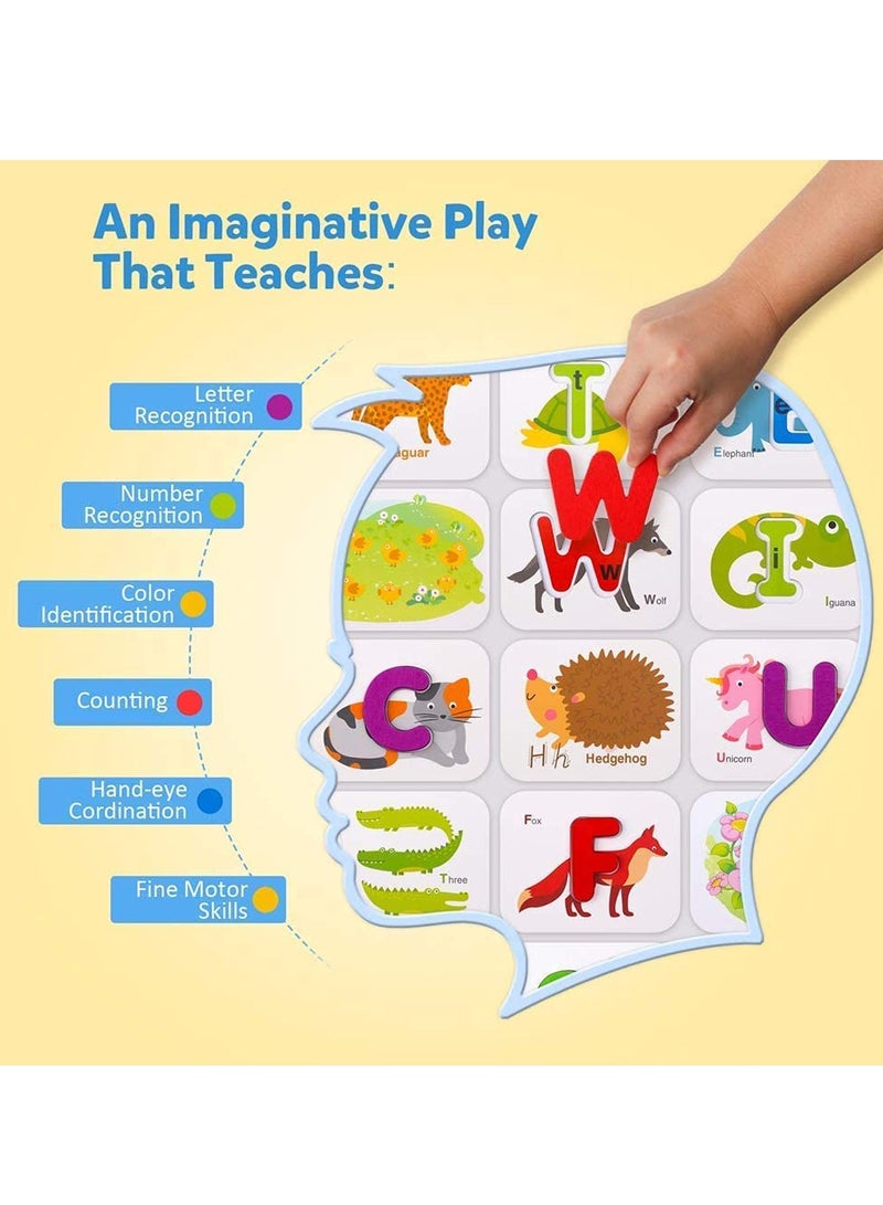 Early Childhood Education Toys, Numbers and Alphabets Flash Cards Set - ABC Wooden Letters and Numbers Animal Card Board Matching Puzzle for Kids Age 3 4 5 Preschool and Up Years - Image 4