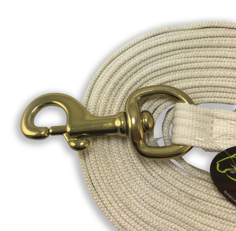 Southwestern Equine Lunge Line for Horses Cotton Horse Lunge Line with Bolt Snap & Rubber Stop (White, 24') - Image 3