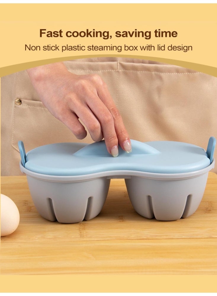 2 Cavity Microwave Egg Cooker, Breakfast Double Row Egg Cooker, Poached Egg Cup Kitchen Cooking Gadgets - Image 5