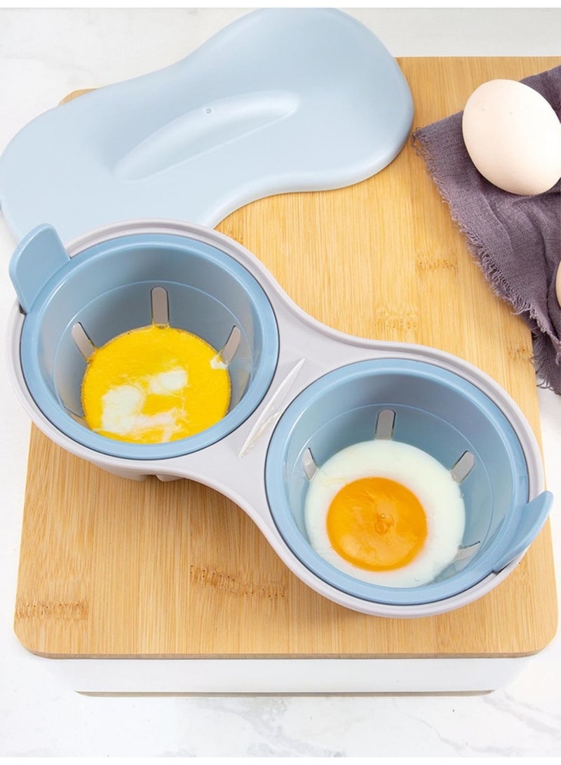2 Cavity Microwave Egg Cooker, Breakfast Double Row Egg Cooker, Poached Egg Cup Kitchen Cooking Gadgets - Image 2