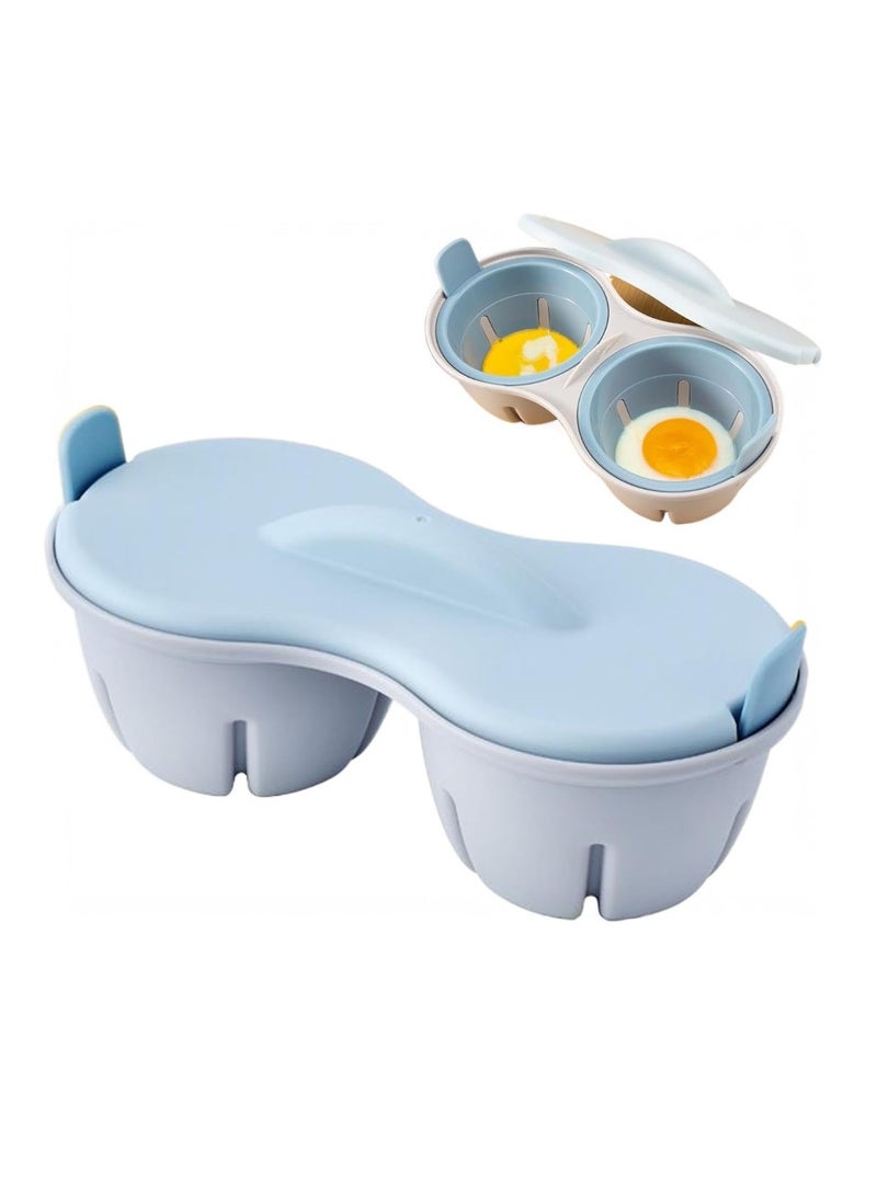 2 Cavity Microwave Egg Cooker, Breakfast Double Row Egg Cooker, Poached Egg Cup Kitchen Cooking Gadgets - Image 1