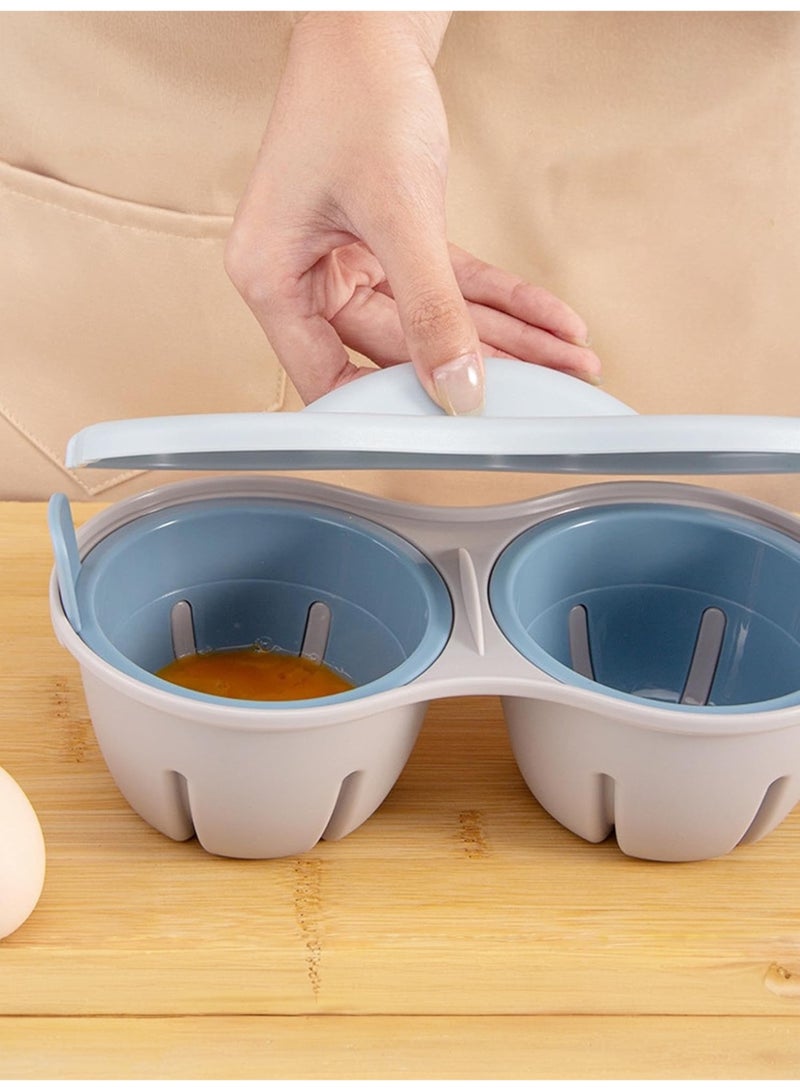 2 Cavity Microwave Egg Cooker, Breakfast Double Row Egg Cooker, Poached Egg Cup Kitchen Cooking Gadgets - Image 4