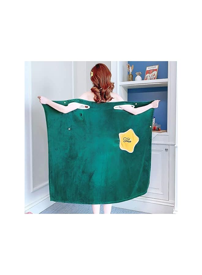 Zaboon Wearable Bath Towel Wearable Bath Towel Bathrobe With Snap Button And Pocket Bathrobe Pajamas Suitable For Sauna Beach Swimming Pool Gym Travel - Image 2