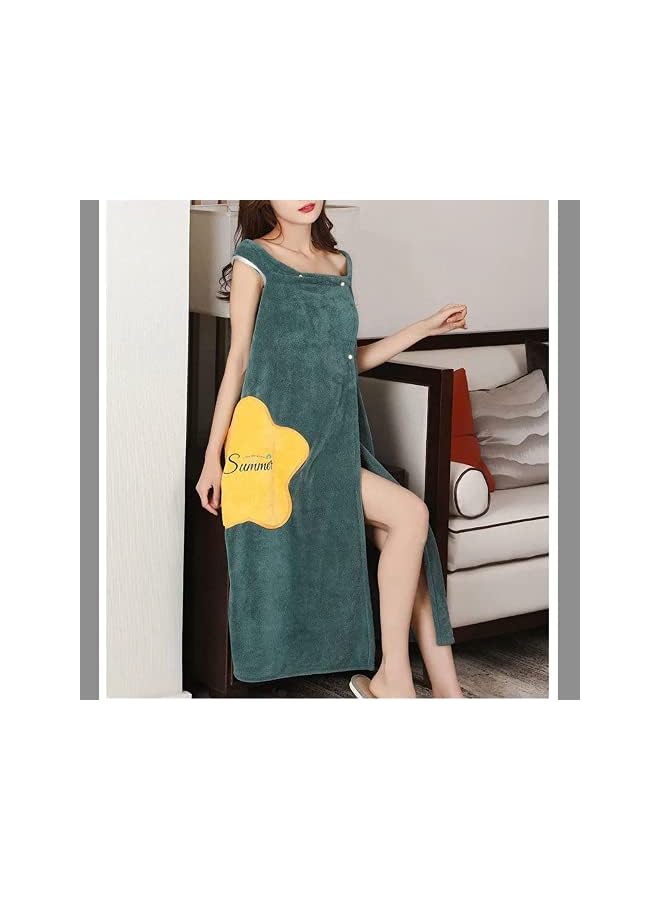 Zaboon Wearable Bath Towel Wearable Bath Towel Bathrobe With Snap Button And Pocket Bathrobe Pajamas Suitable For Sauna Beach Swimming Pool Gym Travel - Image 4