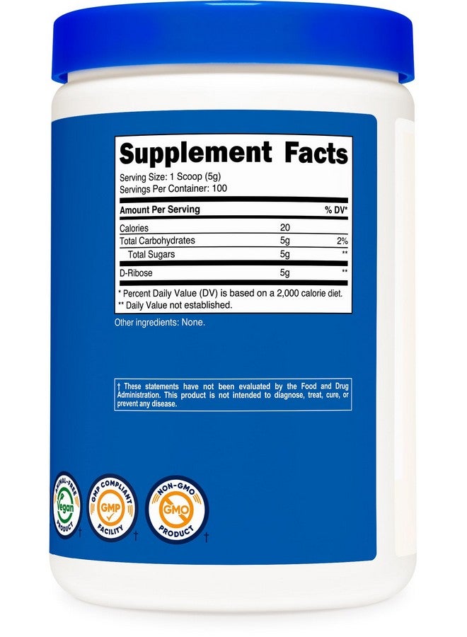 مسحوق Nutricost D-Ribose 500 جرام - 5000 مجم لكل وجبة، غير معدّل وراثيًا (500 جرام) - Image 5