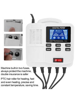 Hair Perm Machine, Digital Hair Perm, Portable Small Ceramics Hair Perm Machine with 25 Hair Rollers, for Hair Salon Styling (US)