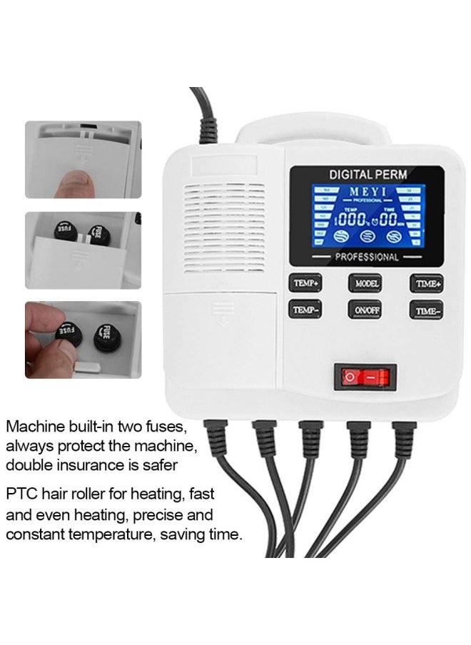 silvercnc - Hair Perm Machine, Digital Hair Perm, Portable Small Ceramics Hair Perm Machine with 25 Hair Rollers, for Hair Salon Styling (US) - Image 1