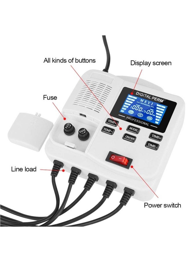 silvercnc - Hair Perm Machine, Digital Hair Perm, Portable Small Ceramics Hair Perm Machine with 25 Hair Rollers, for Hair Salon Styling (US) - Image 1