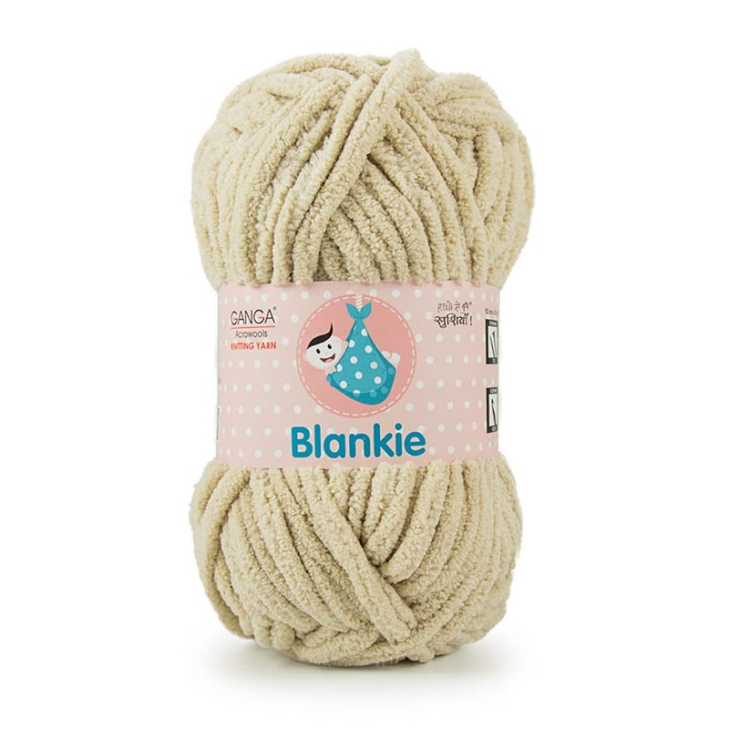 Ganga Acrowools Polyester Blankie is A Super Soft Chenille Yarn. Oekotex Class 1 Certified. Safe for Babies. Pack of 2 Balls - 100Gm Each. Shade No 9, Beige - Image 3