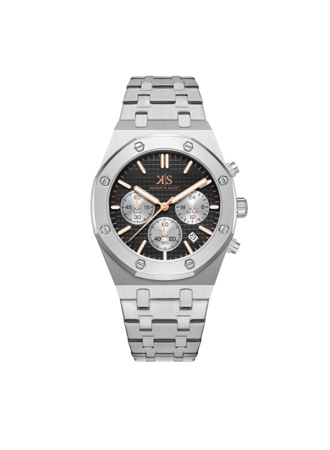 كينيث سكوت ساعة رجالية متعددة الوظائف من الفولاذ المقاوم للصدأ - Image 1