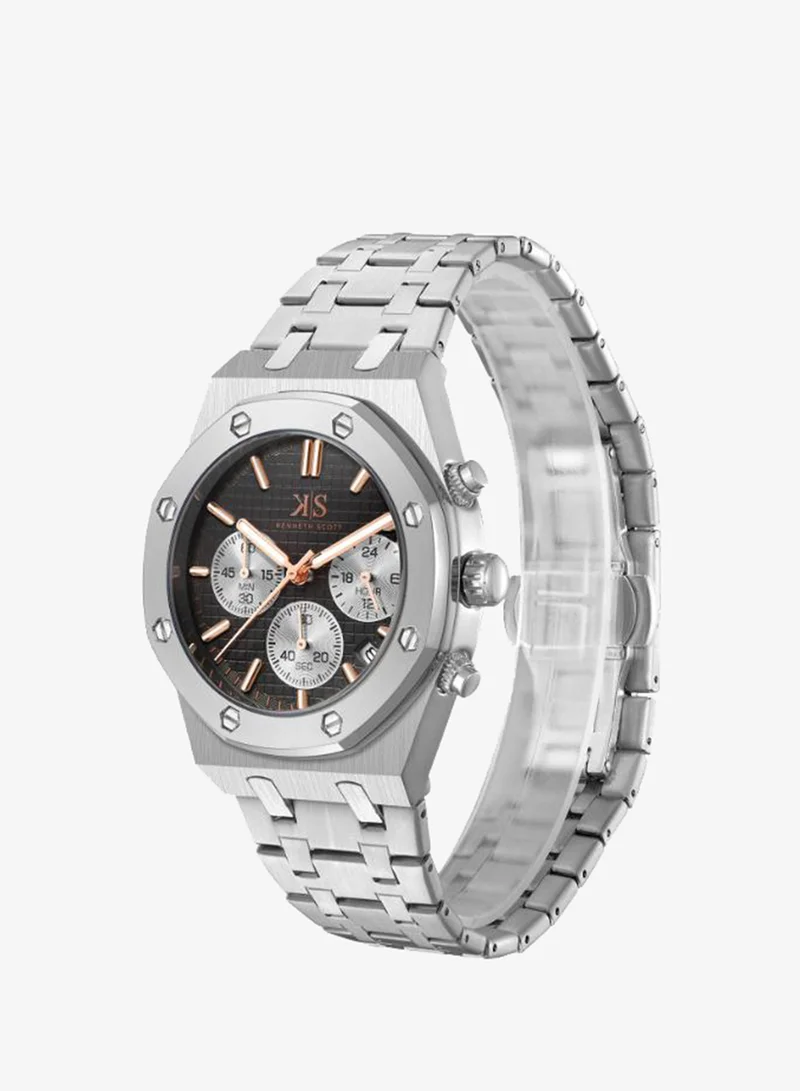 Kenneth Scott Men's Stainless steel Multi Function Watch K24112-SBSB - 42 mm